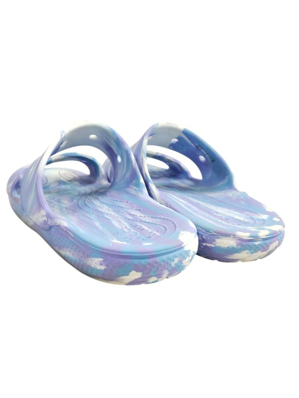 Crocs Womens 12 Tie-Dye Slide Sandals Blue & White - Picture 5 of 9